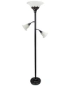 ALL THE RAGES ELEGANT DESIGNS 3 LIGHT FLOOR LAMP WITH WHITE SCALLOPED GLASS SHADES