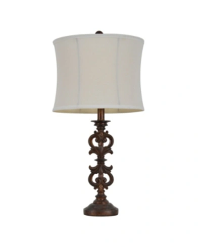 Decor Therapy 25" Carved Table Lamp In Woodtone