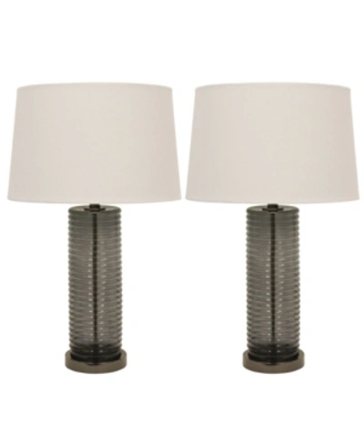 Decor Therapy Tall Black Ribbed Table Lamps Set Of 2 In Glass