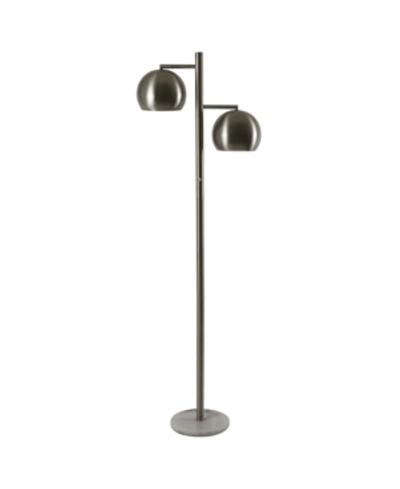 Decor Therapy Morris 2 Light Marble Base Floor Lamp In Brsh Steel