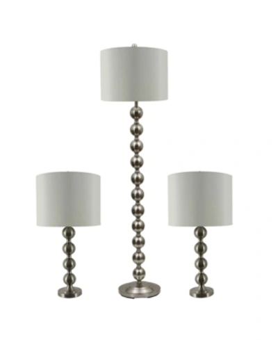 Decor Therapy Ettie Stacked Ball 3 Pack Lamp Set Set Of 2 In Brsh Steel