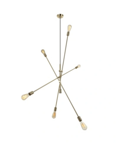 Dainolite 6 Light Incandescent Adjustable Pendant In Brass