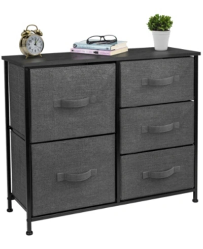 Sorbus Dresser With 5 Drawers In Black