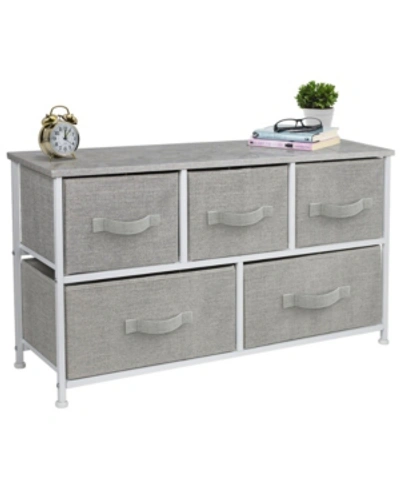 Sorbus Dresser With 5 Drawers In Gray