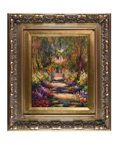 La Pastiche By Overstockart Garden Path At Giverny By Claude Monet With Baroque Antique-like Frame Oil Painting  In Multi