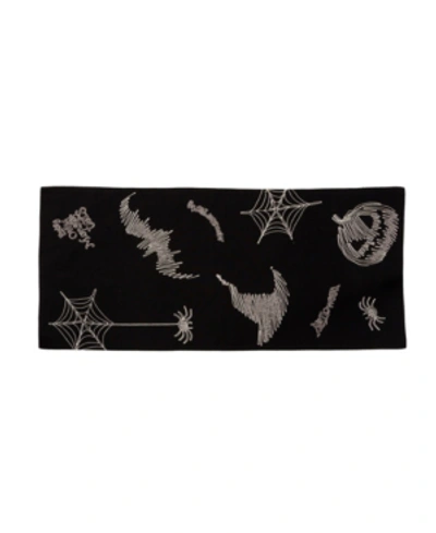 Manor Luxe Happy Halloween Double Layer Table Runner In Black