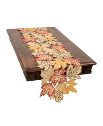 MANOR LUXE AUTUMN LEAVES EMBROIDERED CUTWORK TABLE RUNNER