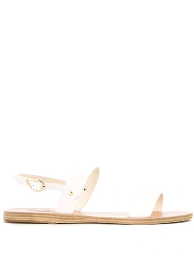Ancient Greek Sandals White Leather Clio Sandals  In Off+white