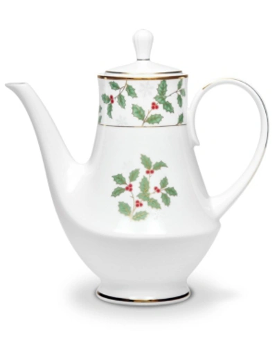 Noritake Holly & Berry Gold Coffee Server In Green