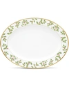 Noritake Holly & Berry Gold Oval Platter In Green