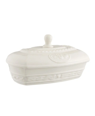 Belleek Claddagh Butter Dish In Ivory