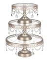 AMALFI VICTORIA CRYSTAL-DRAPED CAKE STAND WITH GLASS PLATES SET OF 3