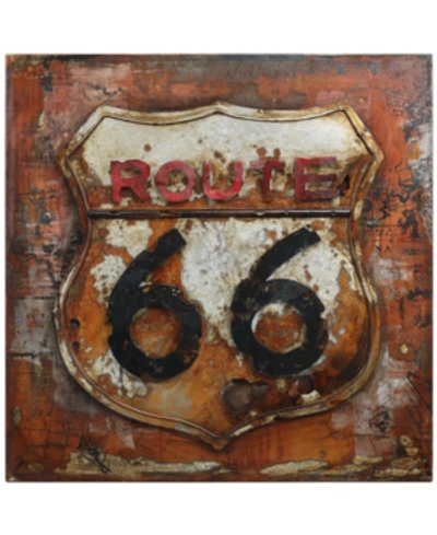 Empire Art Direct Route 66 Mixed Media Iron Hand Painted Dimensional Wall Art, 32" X 32" X 2.4" In Black