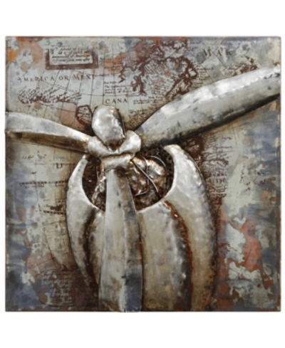 Empire Art Direct Retro Airplane 1 Mixed Media Iron Hand Painted Dimensional Wall Art, 32" X 32" X 3" In Beige