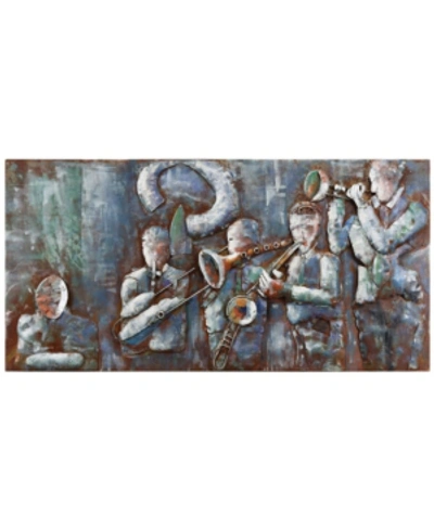 Empire Art Direct Jazz Band Mixed Media Iron Hand Painted Dimensional Wall Art, 28" X 56" X 2.4" In Brown