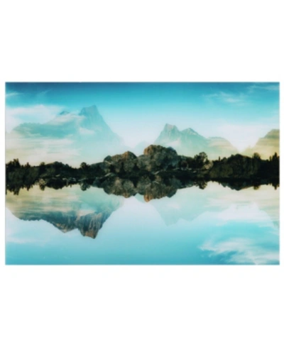 Empire Art Direct Quiet Waters Frameless Free Floating Tempered Glass Panel Graphic Wall Art, 32" X 48" X 0.2" In Blue