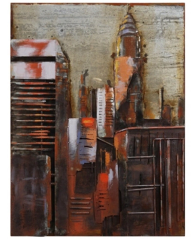 Empire Art Direct The Chrysler Building Mixed Media Iron Hand Painted Dimensional Wall Art, 40" X 30" X 3.2" In Black