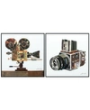 EMPIRE ART DIRECT FILM PROJECTOR CAMERA REVERSE PRINTED ART GLASS AND ANODIZED ALUMINUM FRAME WALL ART, 48" X 48" X 1.