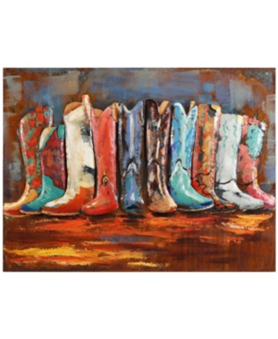 Empire Art Direct Empire Art Cowboy's Boots Mixed Media Iron Hand Painted Dimensional Wall Art, 30" X 40" X 2.4" In Beige