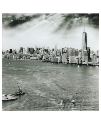 Empire Art Direct New York Skyline B Frameless Free Floating Tempered Glass Panel Graphic Wall Art, 36" X 36" X 0.2" In Gray