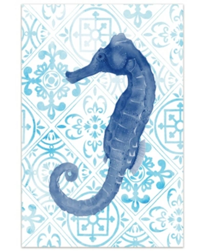 Empire Art Direct Marine Morocco I Frameless Free Floating Tempered Art Glass Sea Horse Wall Art By Ead Art Coop, 48" In Blue