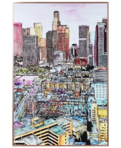 Empire Art Direct City View Colorful Drawing On Reverse Printed Art Glass And Anodized Aluminum Frame Wall Art, 36" X  In Multi