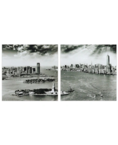 Empire Art Direct New York Skyline A B Frameless Free Floating Tempered Glass Panel Graphic Wall Art, 36" X 36" X 0.2" In Gray