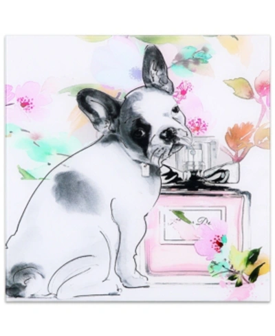 Empire Art Direct Little Frenchie Frameless Free Floating Tempered Glass Panel Dog Graphic Wall Art, 20" X 20" X 0.2" In White