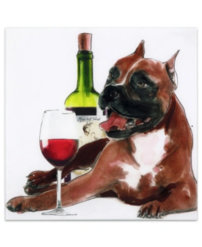 Empire Art Direct Happy Hour Frameless Free Floating Tempered Glass Panel Graphic Dog Wall Art, 20" X 20" X 0.2" In White