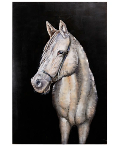 Empire Art Direct White Horse Mixed Media Iron Hand Painted Dimensional Wall Art, 48" X 32" X 2.2" In Multi