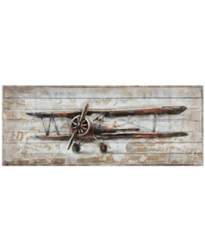 Empire Art Direct Model Airplane Metallic Handed Painted Rugged Wooden Wall Art, 24" X 60" X 2.6" In Multi