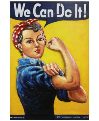 Empire Art Direct We Can Do It Mixed Media Iron Hand Painted Dimensional Wall Art, 48" X 32" X 2.8" In Blue