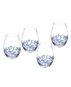 SPODE BLUE ITALIAN STEMLESS WINE GLASSES