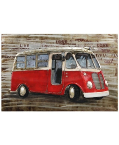 Empire Art Direct Red Bus Mixed Media Iron Hand Painted Dimensional Wall Art, 32" X 48" X 2.4" In Brown