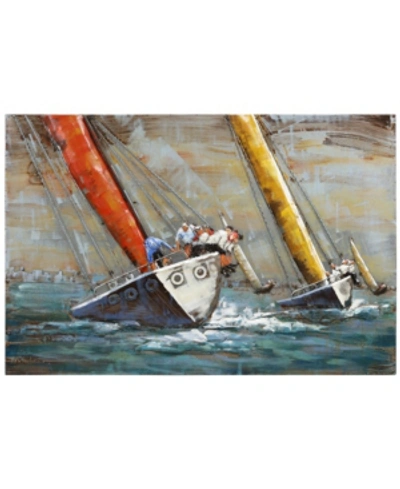 Empire Art Direct Sailing Mixed Media Iron Hand Painted Dimensional Wall Art, 32" X 48" X 2.4" In Black