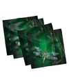 Ambesonne Dragonfly Set Of 4 Napkins, 12" X 12" In Emerald