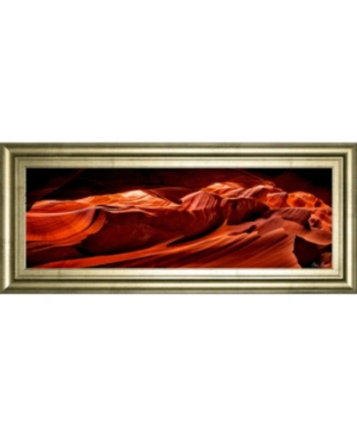 Classy Art Sun Shining Through Canyon Viil By David Drost Framed Print Wall Art, 18" X 42" In Orange