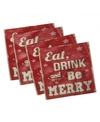 AMBESONNE EAT DRINK AND BE MERRY SET OF 4 NAPKINS, 12" X 12"