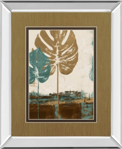 Classy Art Blue Leaves Ii By Patricia Pinto Mirror Framed Print Wall Art, 34" X 40" In Brown