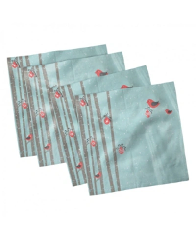 Ambesonne Christmas Set Of 4 Napkins, 18" X 18" In Teal