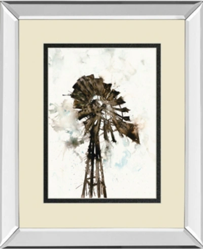 Classy Art Watercolor Windmill By White Ladder Mirror Framed Print Wall Art, 34" X 40" In Black