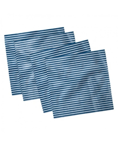 Ambesonne Horizontal Lines Set Of 4 Napkins, 18" X 18" In Blue