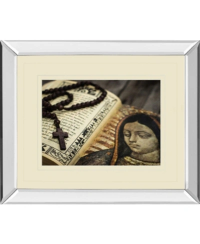Classy Art Rosary In Bible By Kbuntu Mirror Framed Print Wall Art, 34" X 40" In Brown