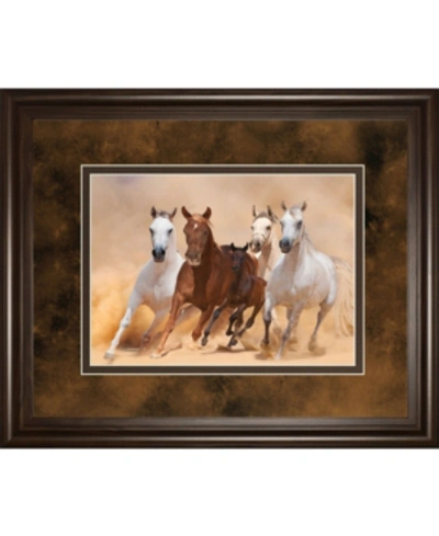 Classy Art Horses In Dust By Loya Ya Framed Print Wall Art, 34" X 40" In Brown