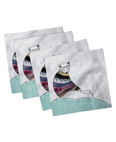 Ambesonne Bear Set Of 4 Napkins, 18" X 18" In Multi