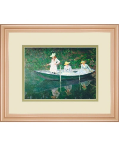 Classy Art The Boat At Giverny By Claude Monet Framed Print Wall Art, 34" X 40" In Green