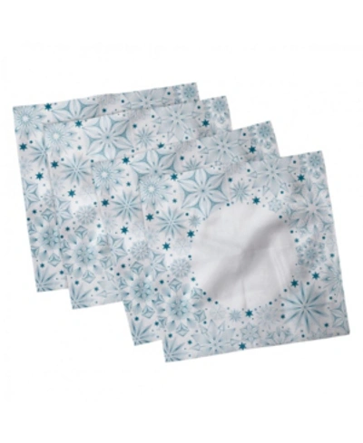Ambesonne Xmas Snowflakes Set Of 4 Napkins, 18" X 18" In Teal