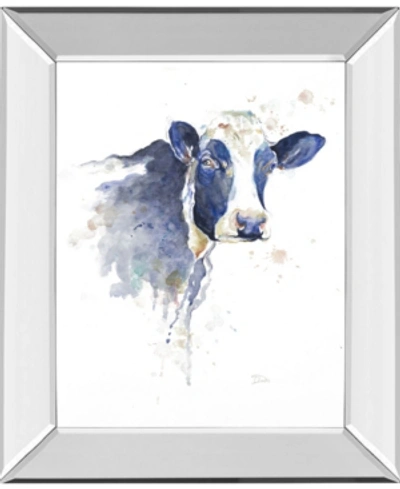 Classy Art Watercolor Blue Cow By Patricia Pinto Mirror Framed Print Wall Art, 22" X 26"