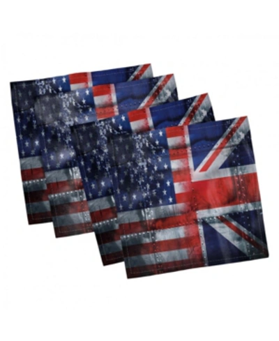 Ambesonne Union Jack Set Of 4 Napkins, 18" X 18" In Navy