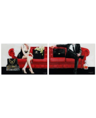Empire Art Direct The Lady The Gentleman Frameless Free Floating Tempered Glass Panel Graphic Wall Art, 32" X 48" X 0. In Red